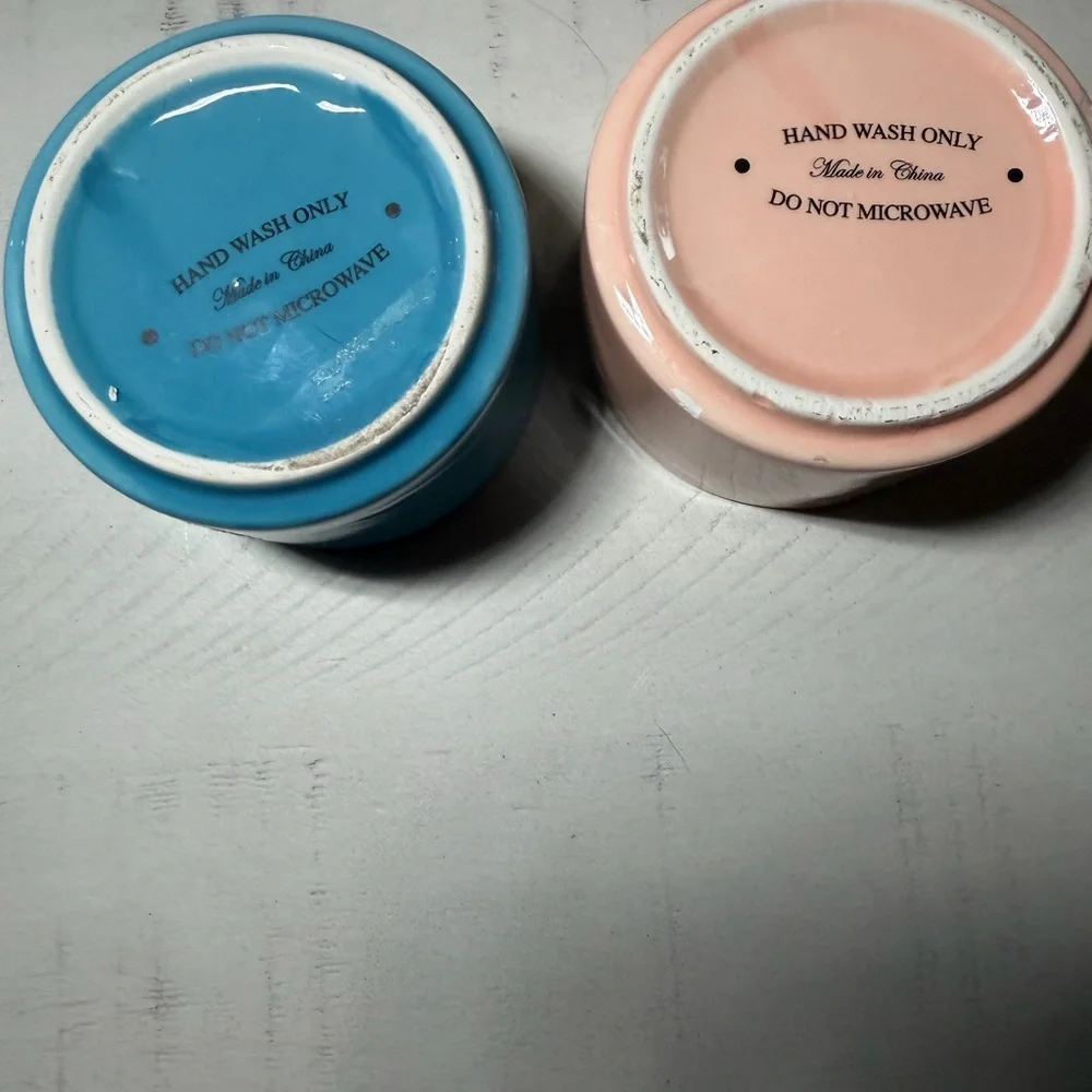 Farmhouse Blue and Pink Salt and Pepper Bowls